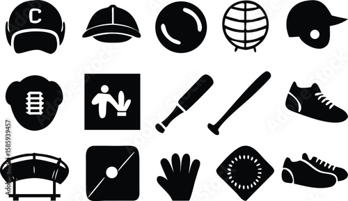 Baseball Equipment Icons sports gear