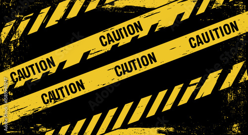Grungy caution tape warning design with black and yellow stripes
