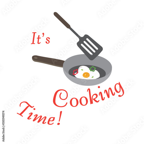Cooking time vector illustration. Element for recipe book, culinary show, vlog or content.