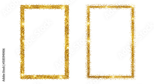 Elegant golden glitter borders with sparkling effects for festive designs