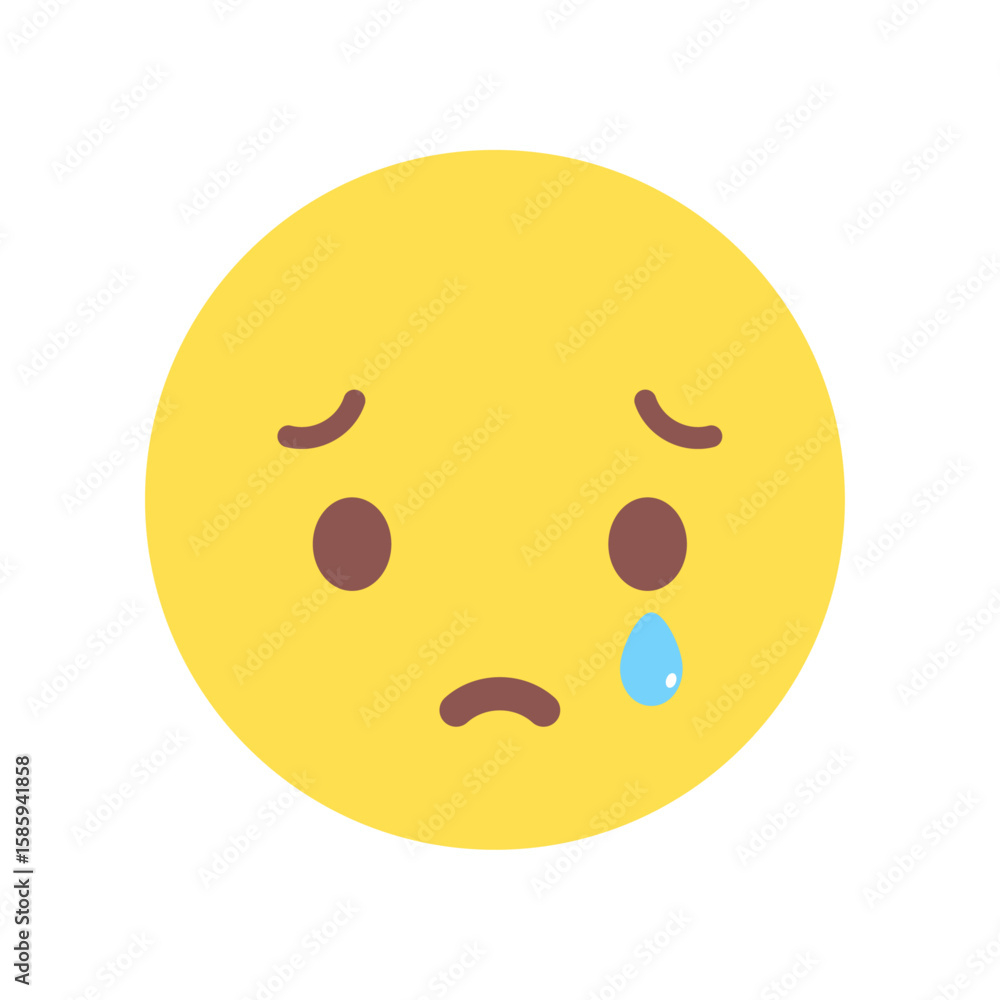 Fototapeta premium 涙を流して泣いている悲しい顔の絵文字 - 困る・心配・トラブルなどのイメージのアイコン・イラスト素材