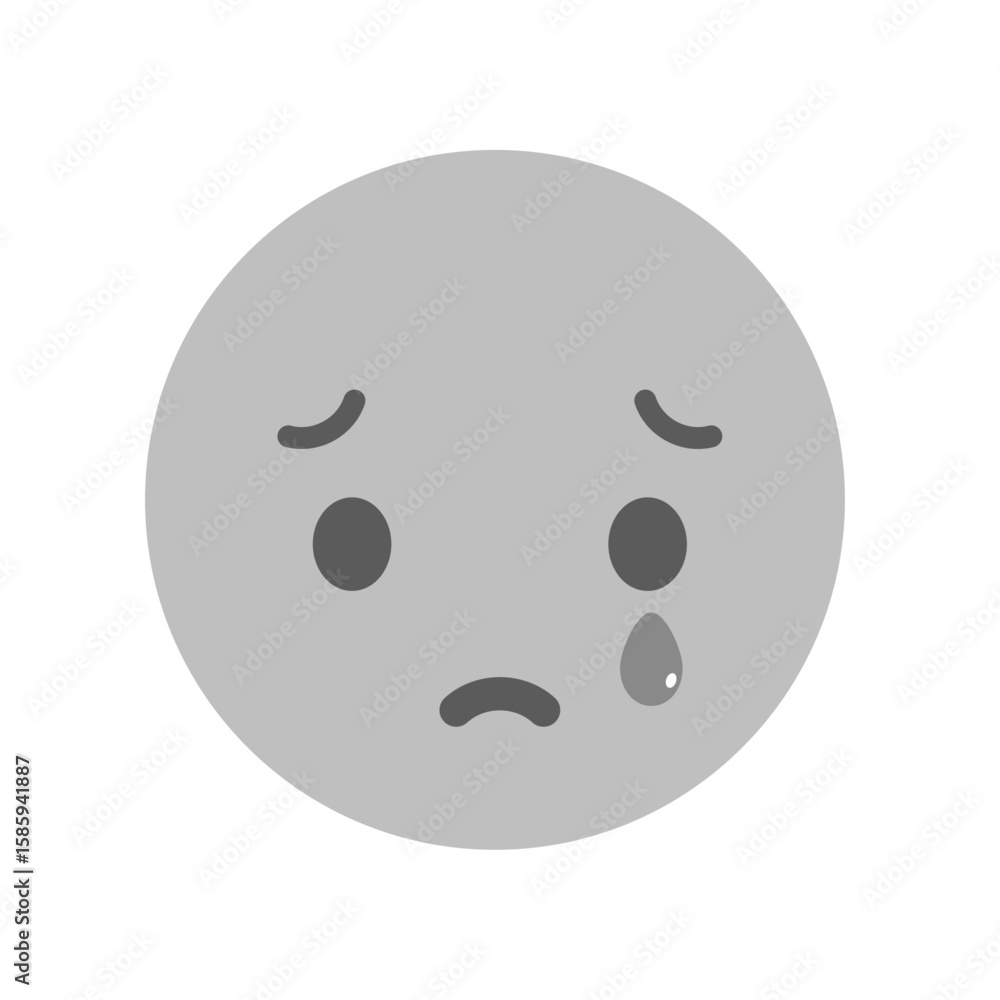 Obraz premium 涙を流して泣いている悲しい顔の絵文字 - 困る･心配･トラブルなどのイメージのアイコン･イラスト素材