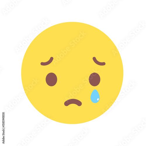 涙を流して泣いている悲しい顔の絵文字 - 困る･心配･トラブルなどのイメージのアイコン･イラスト素材