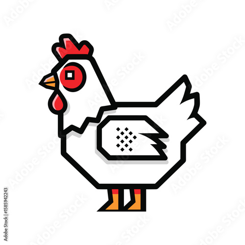 Geometric farm animal chicken illustration minimalist design vector art