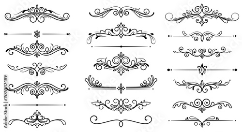 Elegant vintage ornamental dividers and flourishes set