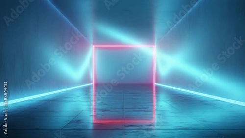 3D Abstract Pink Blue Neon Background with Dynamic Lighting and Fluid Motion