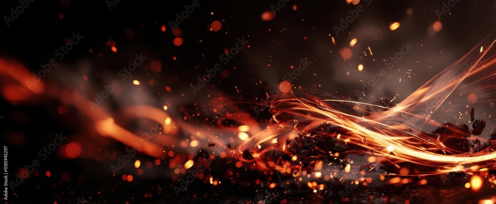 Fototapeta premium The mesmerizing dance of fire and sparks in a dramatic background.
