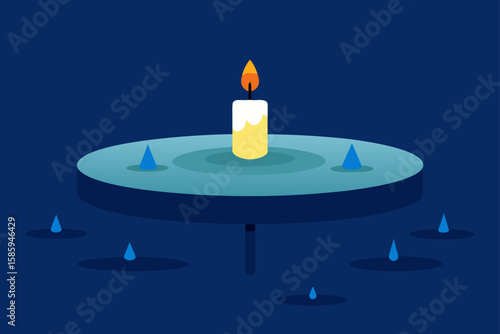 candlelit table floating on water
