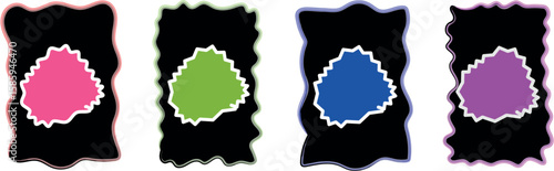 Creative Hand-Zigzag Rectangle Outline Frame in Brush Line Style with Multicolor Vector Elements on White Background