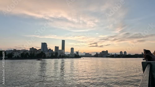 panorama of the city pond in Yekaterinburg in autumn