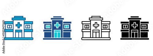 Clinic Icon Set With Multiple Styles. Vector Illustration