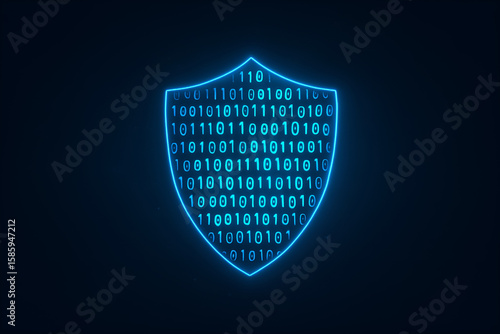 Wallpaper Mural A glowing blue shield filled with binary code represents digital security and data protection Torontodigital.ca