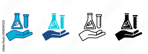 Test Tube Icon Set With Multiple Styles. Vector Illustration