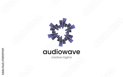 Geometric Radial Audio Equalizer Logo. Can be used for sound visualizer platforms, music events, or futuristic tech branding