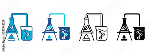 Experiment Icon Set With Multiple Styles. Vector Illustration