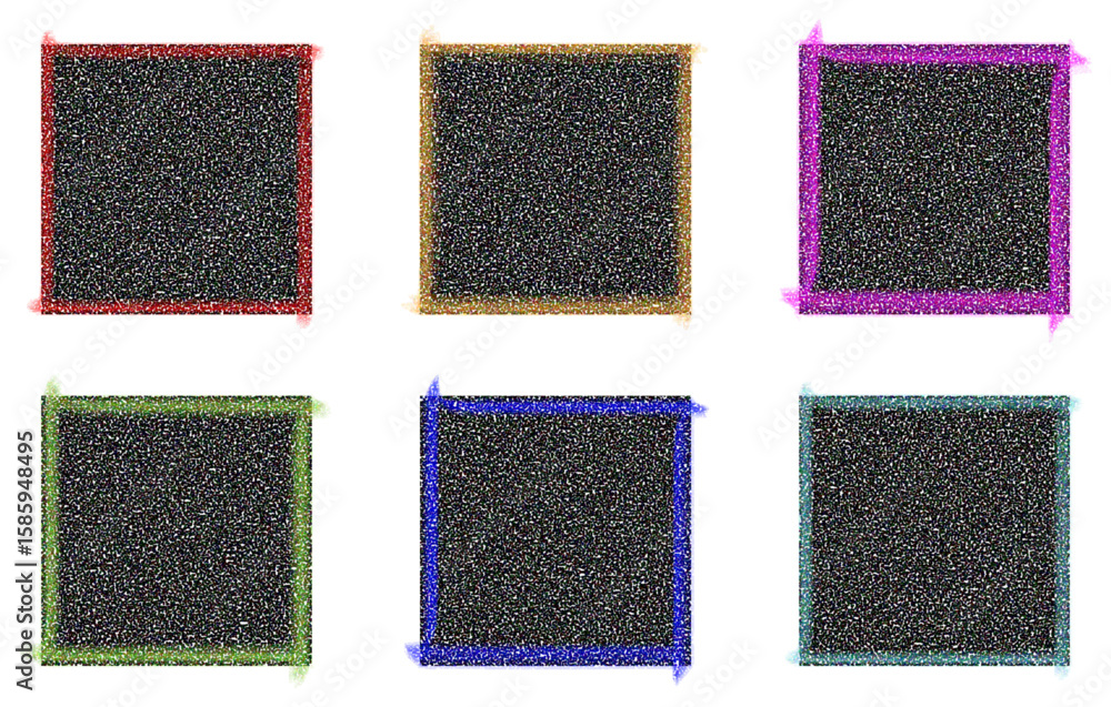 Fototapeta premium Hand-Drawn Square Frame Outline with Vibrant Brush Strokes – Colorful Vector Illustration of a Square Shape on White Background
