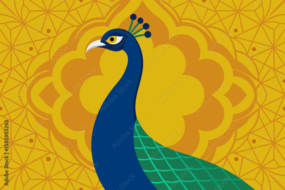 Fototapeta premium perched on golden mosaic background