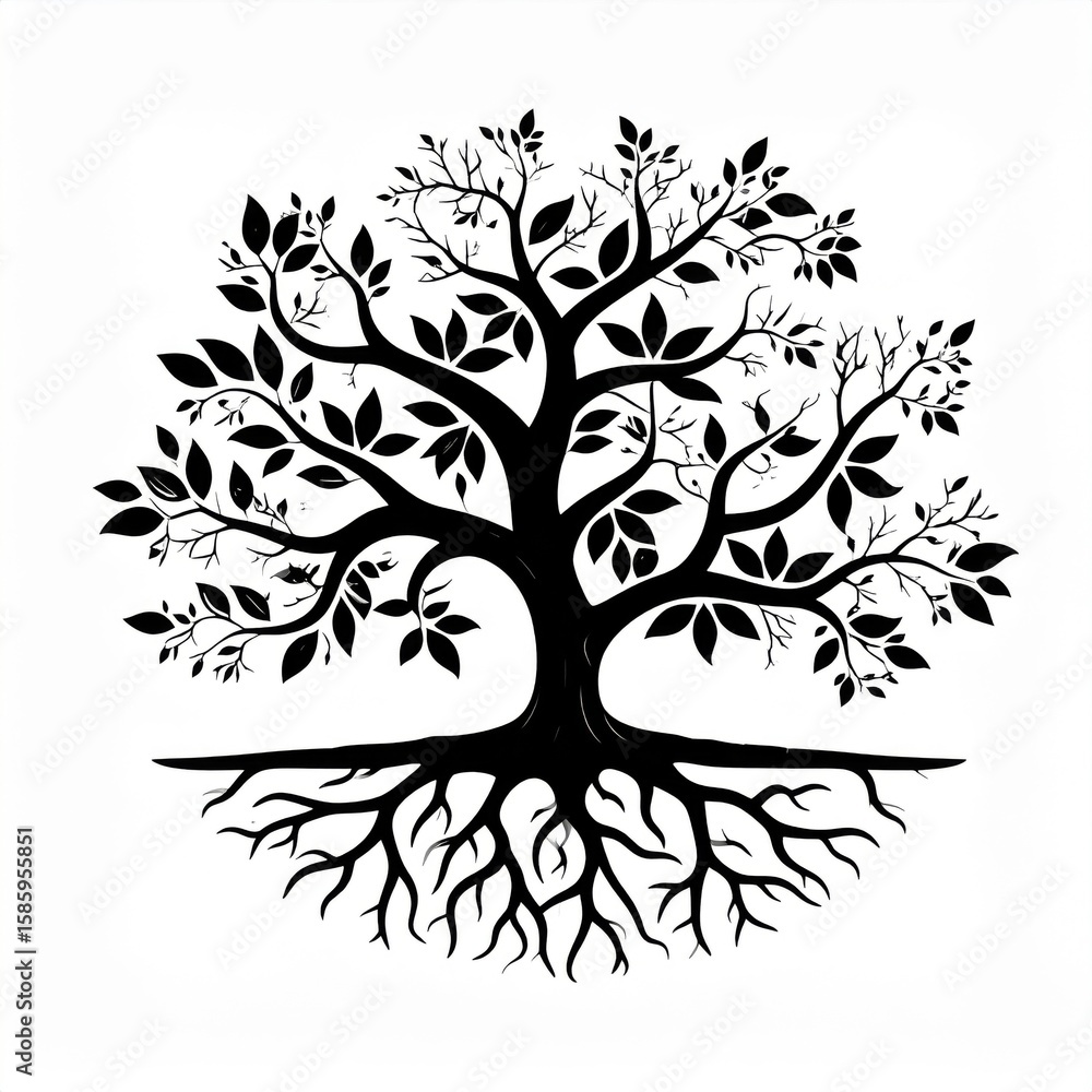 Obraz premium Black And White Tree With Roots