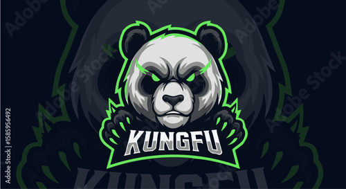 Fierce Kungfu Panda Esport Mascot Logo – Perfect for Gaming Teams, Martial Arts Brands, Streaming Channels, and Competitive Sports Apparel.