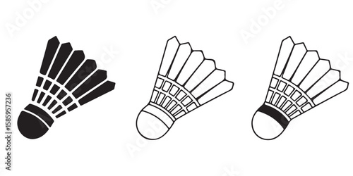 set vector various Badminton Shuttlecock Badminton shuttlecock icon vector silhouettes, 