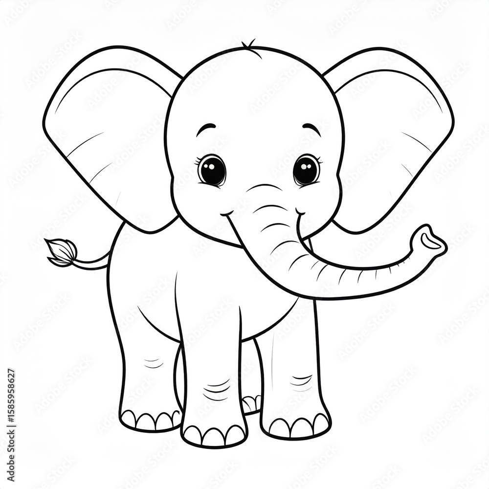 Naklejka premium Cute Baby Elephant Cartoon Illustration