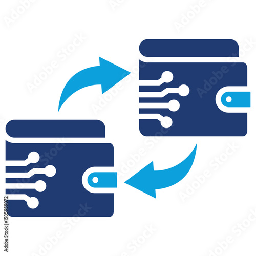 Wallet To Wallet Transfer Flat Blue Icon