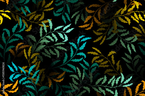 Eucalyptus branches tree leaves rich vector seamless pattern. Summer fashion ...