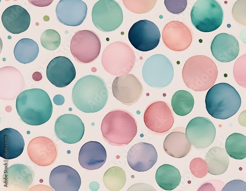 seamless watercolor polka dot pattern playful and versatile pattern of scattering of hand painted watercolor polka dots in a variety of soft colors including blush pink lavender mint green