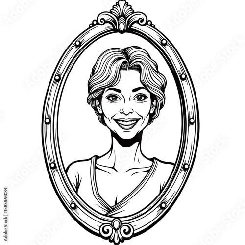 Senior woman smiling in mirror – Self-acceptance, confidence