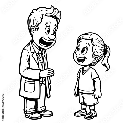 Doctor explaining to child in playful interaction – Healthcare education