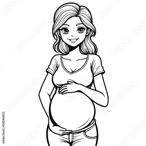 Pregnant woman smiling, joyful anticipation, maternal happiness