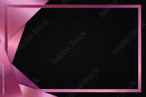 glossy metallic rose pink gradient frame black background design