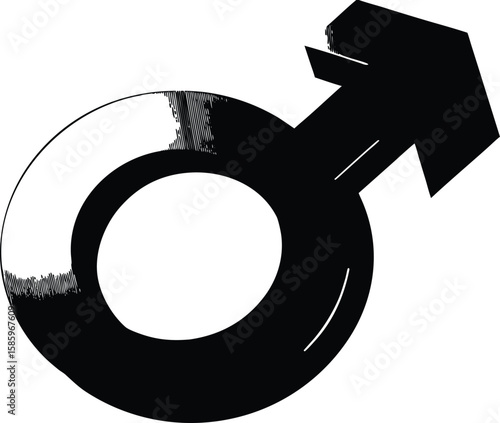 A black male gender symbol, isolated on white background