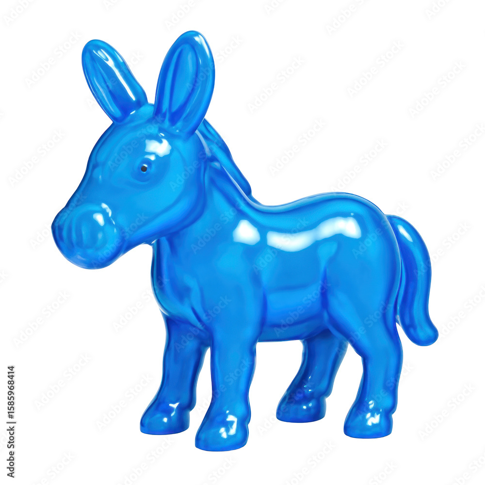 Fototapeta premium 3D Translucent Blue Donkey Icon Isolated On Transparent Background