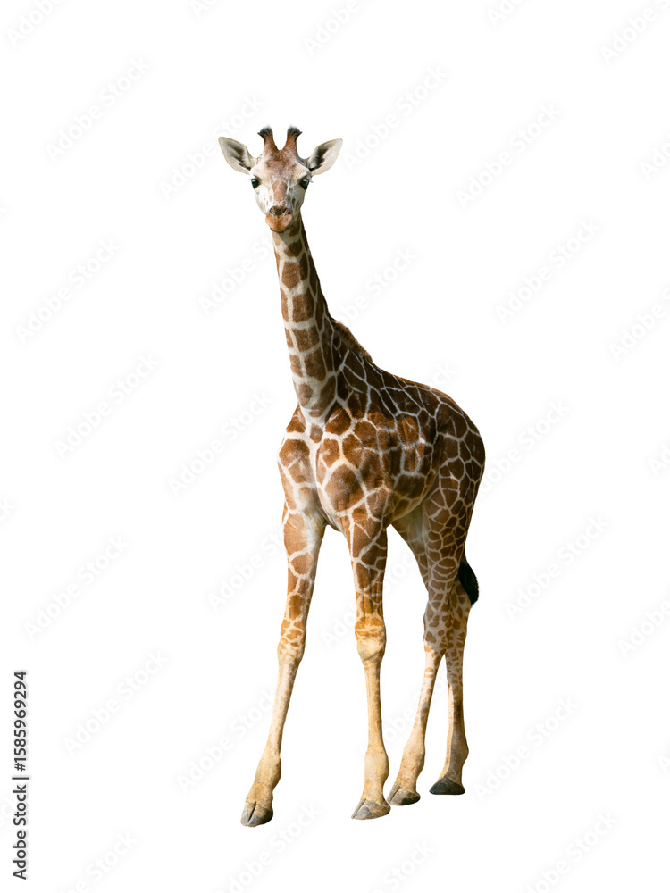 Obraz premium young giraffe isolated on white background