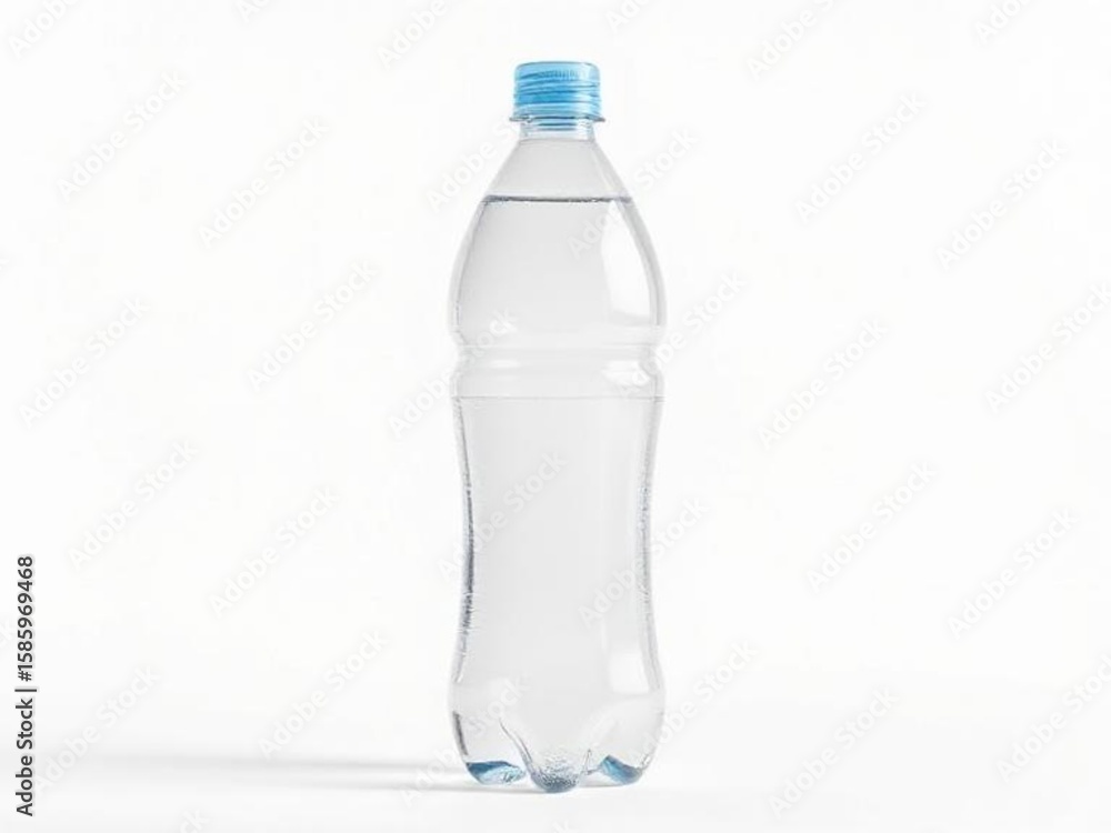 Fototapeta premium A transparent plastic water bottle against a white backdrop