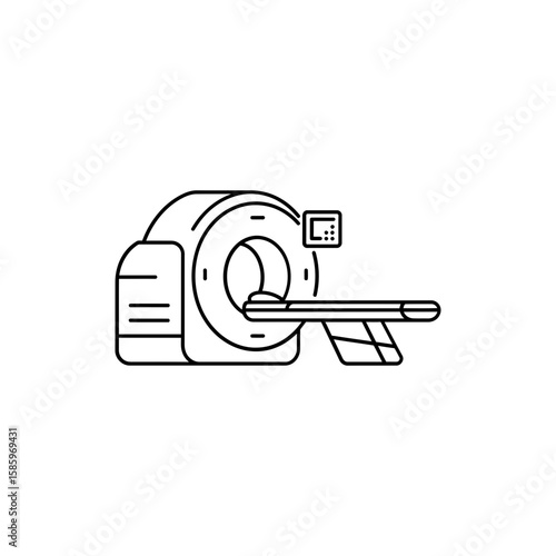 Thin Black Icon of a CT Scan Machine in Minimal Style