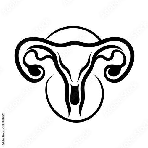 Abstract uterus symbol: medical anatomy icon of the female reproductive system