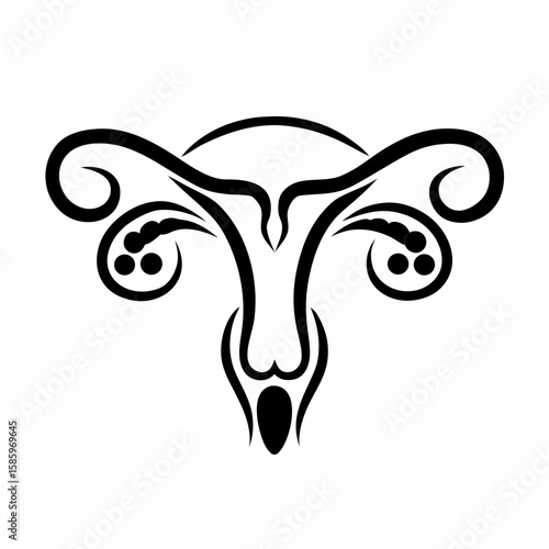 Artistic representation of female reproductive system with floral motifs