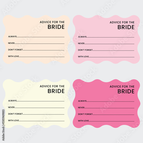 Bachelorette party, wedding or bridal shower handwritten calligraphy printable vector card. Advice or well wishes to future Mr. and Mrs, Bride and Groom. Advice for the Bride Template, printable.