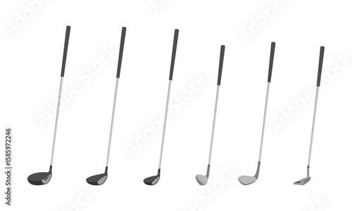 golf club set vector illustration isolated on white background.
