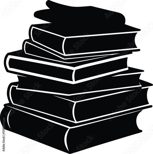 Minimalist silhouette of a stack of books clean and simple design