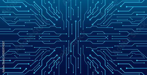 Expansive digital circuit pattern, modern technology background, interconnection and advanced technological infrastructure, abstract circuit board with connected lines and dots