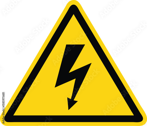 Vektorillustration Warnzeichen Strom Gelbes Dreieck mit Blitz Symbol