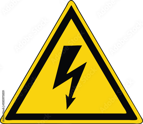 Vektorillustration Warnzeichen Strom Gelbes Dreieck mit Blitz Symbol