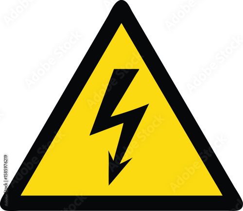 Vektorillustration Warnzeichen Strom Gelbes Dreieck mit Blitz Symbol