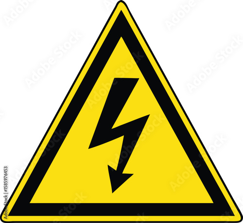 Vektorillustration Warnzeichen Strom Gelbes Dreieck mit Blitz Symbol