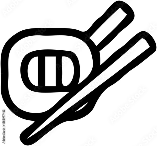 Stylized graphic of a raft or boat with paddles, depicted in black outline on a white background.