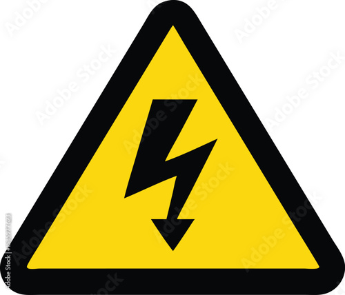 Vektorillustration Warnzeichen Strom Gelbes Dreieck mit Blitz Symbol