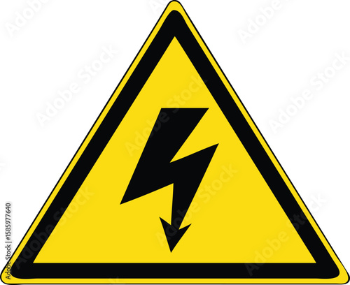 Vektorillustration Warnzeichen Strom Gelbes Dreieck mit Blitz Symbol